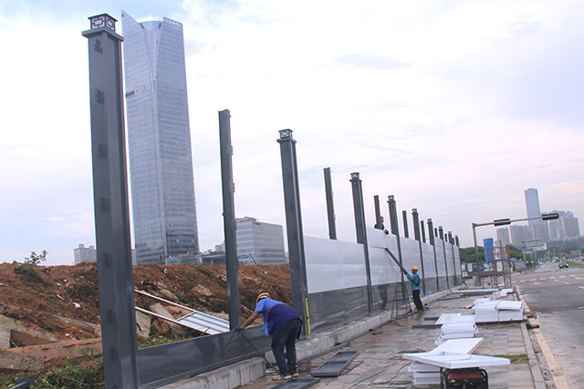 工地施工圍擋6米高增高定制款-施工圍擋效果圖安裝現場,圍擋效果圖，深圳市大通建設發展有限公司鋼結構圍擋生產廠家