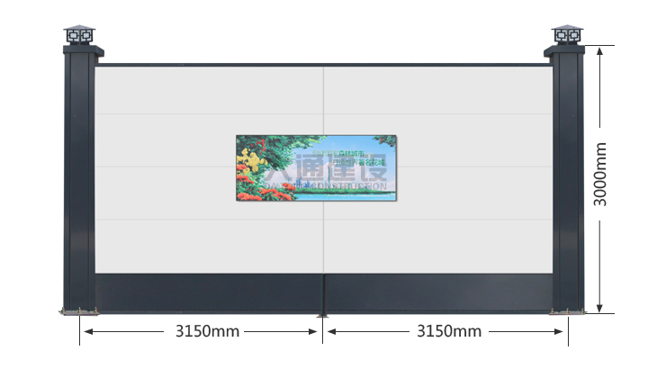3米高圍擋-A類鋼結構烤漆圍擋半龍骨款-工地施工圍擋